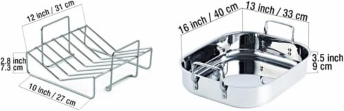 Cooks Standard 16-Inch by 13-Inch Stainless Steel Roaster with Rack Perspective: back