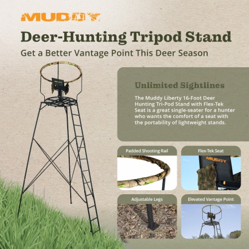 Muddy MTP3000 Liberty 16 Foot High Deer Hunting TriPod Stand with Flex