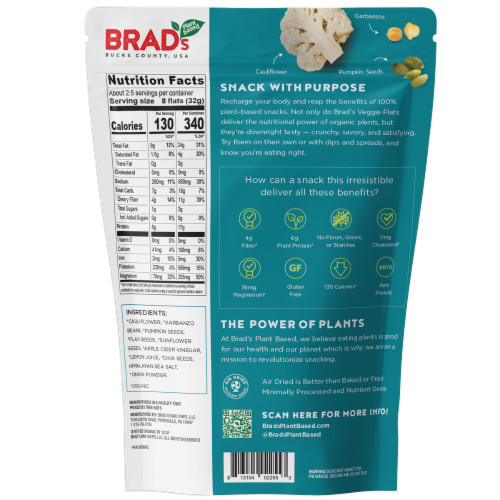 Brad's Plant Based Sea Salt Cauliflower Veggie Flats Perspective: back