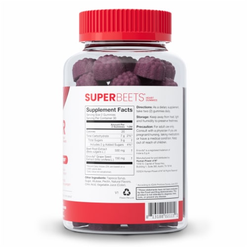 HumanN SuperBeets Strawberry Heart Gummies Perspective: back