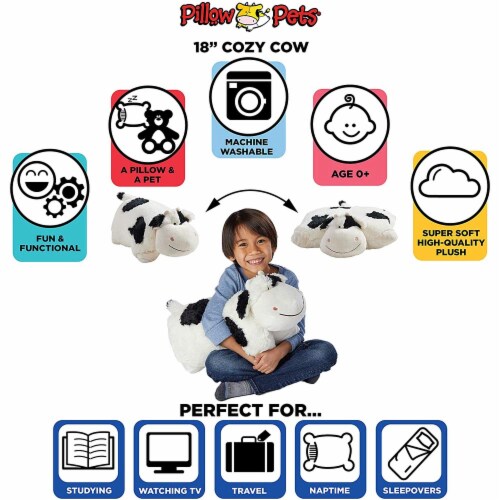 Pillow Pets Original Cozy Cow Plush Toy Perspective: back