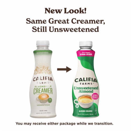Califia Farms® Unsweetened Almond Milk Coffee Creamer Perspective: back