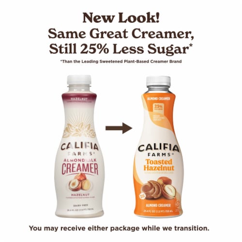 Califia Farms® Toasted Hazelnut Almond Milk Coffee Creamer Perspective: back