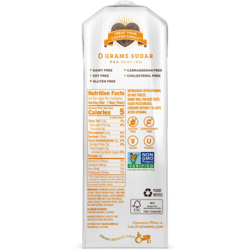 Califia Farms Pumpkin Spice Almond Milk Creamer Perspective: back