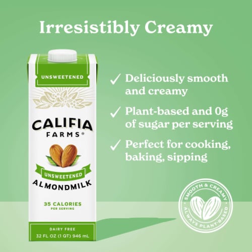 Califia Farms Unsweetened Almond Milk Perspective: back