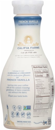 Califia Farms® French Vanilla Dairy Free Almondmilk Creamer Perspective: back