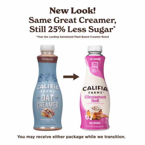Califia Farms® Cinnamon Roll Oat Milk Coffee Creamer Perspective: back