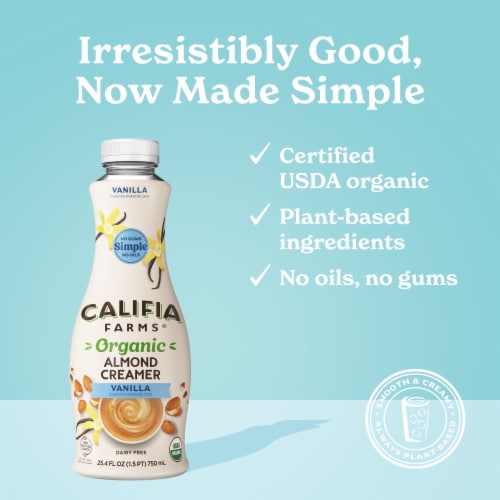 Califia Farms® Organic Vanilla Almond Milk Coffee Creamer Perspective: back