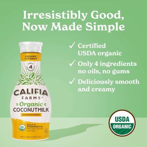 Califia Farms® Dairy-Free Organic Unsweetened Original Coconut Milk Perspective: back