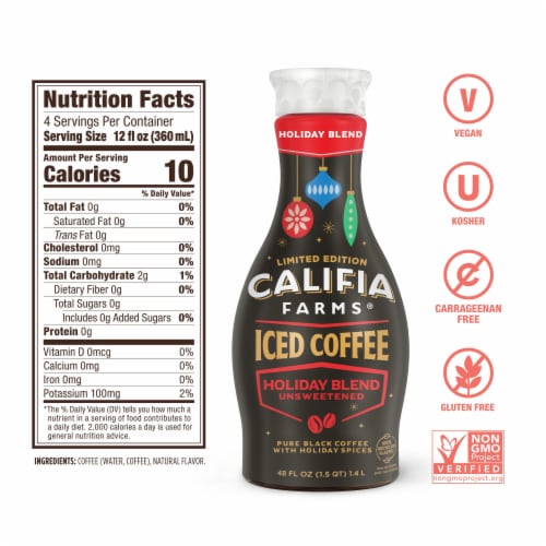 Califia Farms® Holiday Blend Iced Coffee Perspective: back