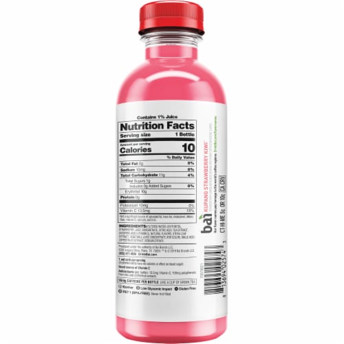 Bai® Antioxidant Infused Kupang Strawberry Kiwi Flavored Bottled Water Perspective: back
