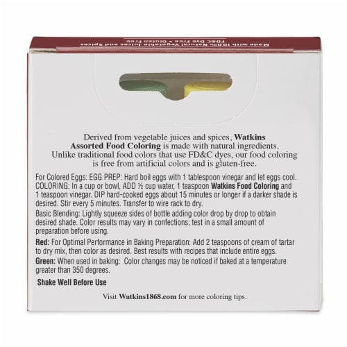 Watkins Natural Assorted Food Coloring Perspective: back