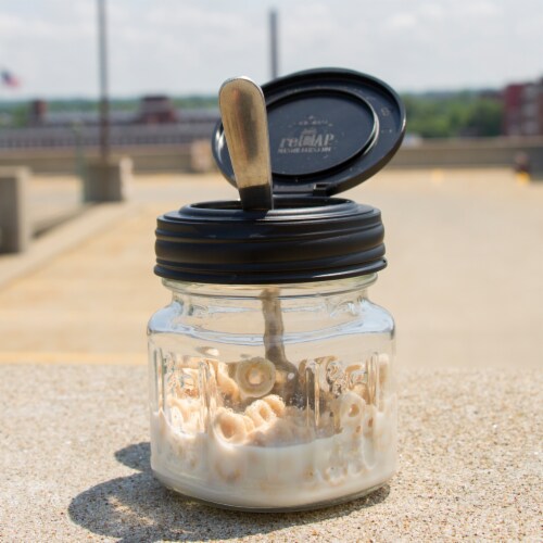reCAP® Mason Jars lid FLIP cap | Regular Mouth | Black Perspective: back