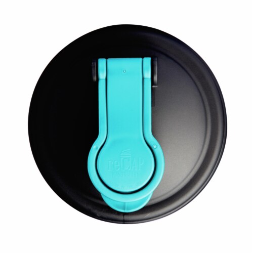 reCAP® Mason Jars Lid POUR cap | Wide Mouth | Black/Aqua Perspective: back