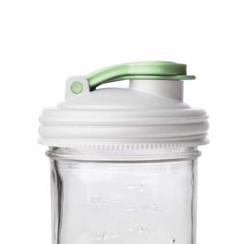 reCAP® Mason Jars Lid POUR cap | Wide Mouth | Natural/GlowGreen | Set of 3 Perspective: back