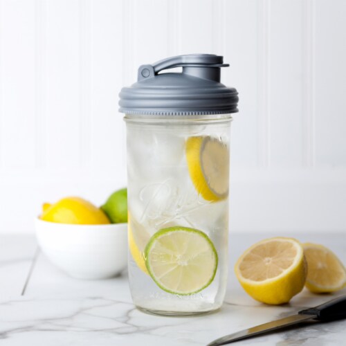 reCAP® Mason Jars Lid POUR cap | Regular Mouth | Silver | Set of 3 Perspective: back
