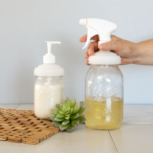 reCAP® Mason Jars Sprayer & Pump Cap Set, Regular Mouth, Natural Perspective: back