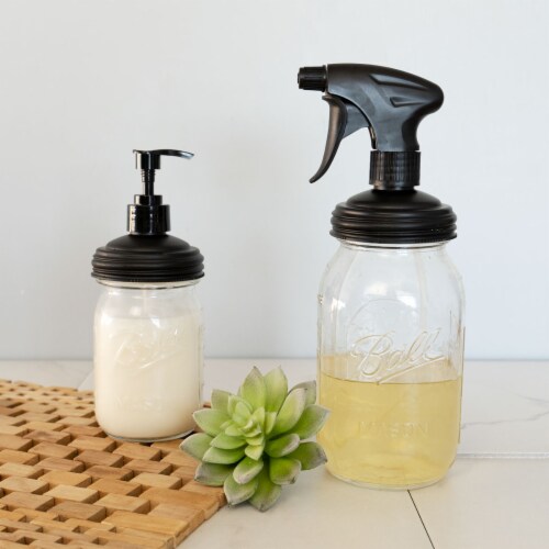 reCAP® Mason Jars Sprayer & Pump Cap Set, Regular Mouth, Black Perspective: back