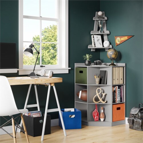 RiverRidge 2-Piece Traditional Fabric Folding Storage Bin Set in Green Perspective: back