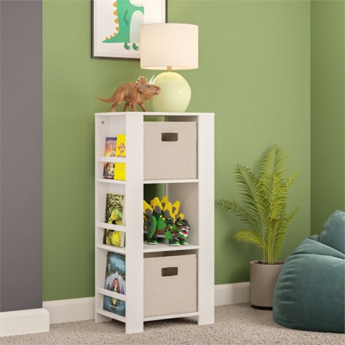 RiverRidge 2-Piece Traditional Fabric Folding Storage Bin Set in Taupe Gray Perspective: back