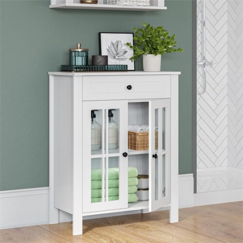 RiverRidge Danbury Two-Door Transitional Wood Floor Cabinet in White Perspective: back