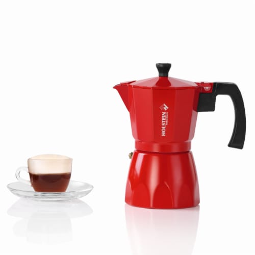 6-Cup Aluminum Espresso Maker Red Holstein Housewares Perspective: back