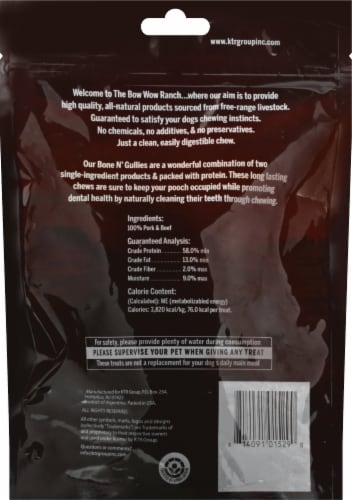 The Bow Wow Ranch Free Range Bone N Gullie Dog Chews Perspective: back