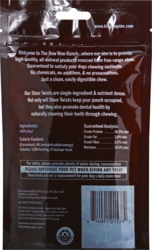 The Bow Wow Ranch Free Range All Natural Steer Twists Dog Chews Perspective: back