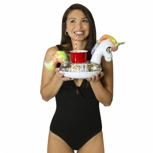 Pool Candy Glitter Unicorn Drink Float Perspective: back