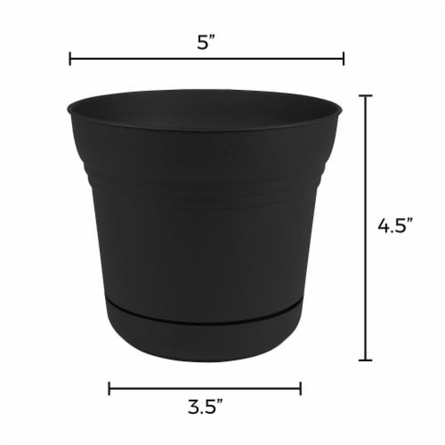 Bloem SP0500 Saturn Indoor Outdoor 5 Inch Planter Pot w/ Matching Saucer, Black Perspective: back