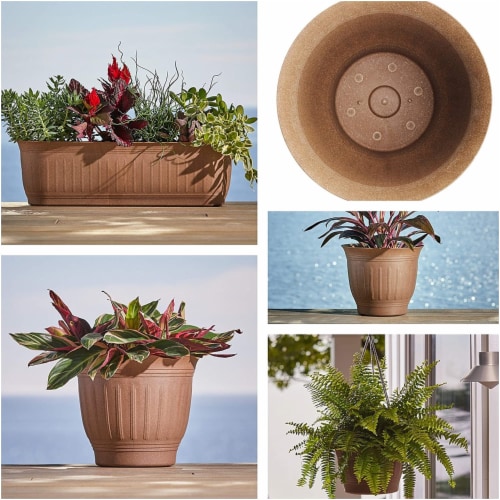Bloem CLN12-43 12 Colonnade Wood Resin Planter, Dark Earth Perspective: back