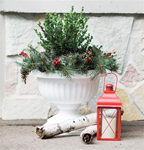 Bloem 256833 18 in. Grecian Plastic Urn  Casper White Perspective: back