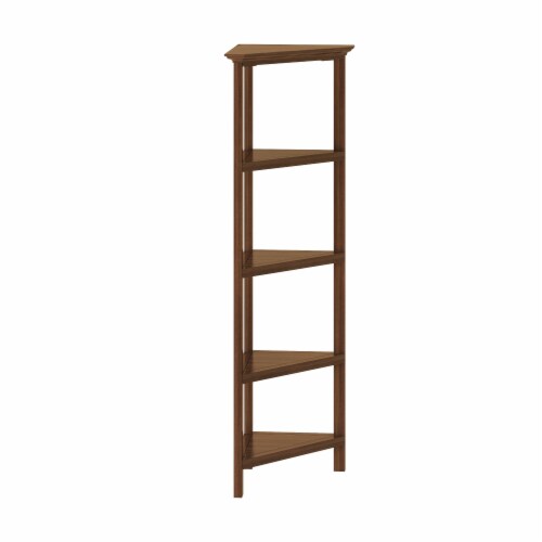 New Ridge Home Goods 4 tier Corner Traditional Wooden Bookcase in