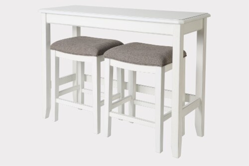 New Ridge Home Goods Traditional Wood Sofa Table with Two Stools in White Perspective: back