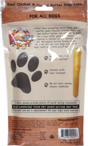 Poochie® Stuffed Peanut Butter Rolls Perspective: back