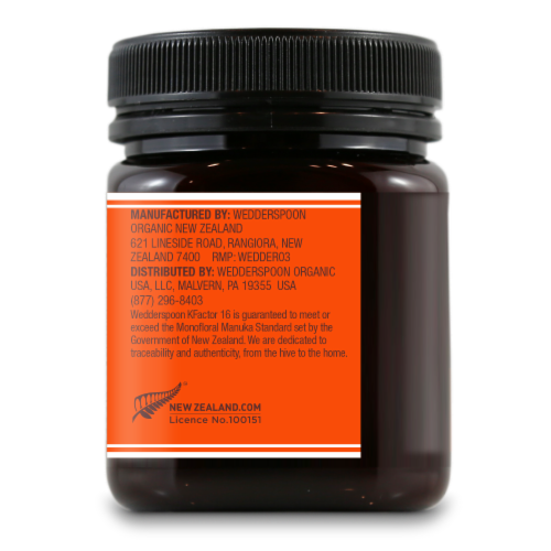 Wedderspoon KFactor 16 Raw Monofloral Manuka Honey Perspective: back