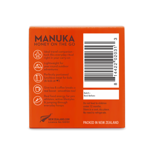 Wedderspoon Raw Monofloral Manuka Honey On The Go Packs Perspective: back