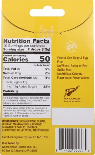 Wedderspoon™ Organic Lemon Manuka Honey Drops Perspective: back