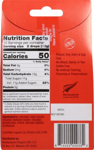 Wedderspoon™ Organic Ginger Manuka Honey Drops Perspective: back