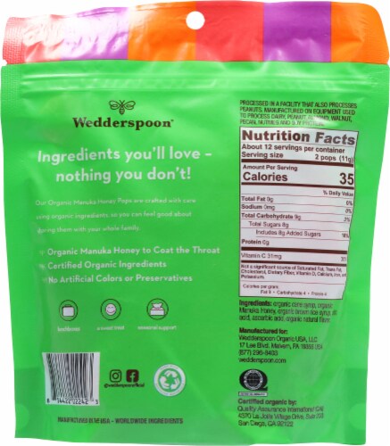 Wedderspoon™ Organic Manuka Honey Pops Variety Flavor Pack Perspective: back