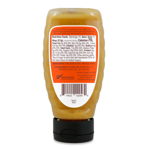 Wedderspoon™ Raw Monofloral Manuka Honey Perspective: back