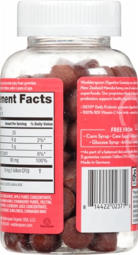 Wedderspoon® Manuka Honey Berry Flavored Digestive Gummies Perspective: back