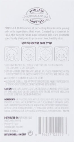 Formula 10.0.6 Down to the Pore Chin + Forehead + Nose Pore Strips Perspective: back