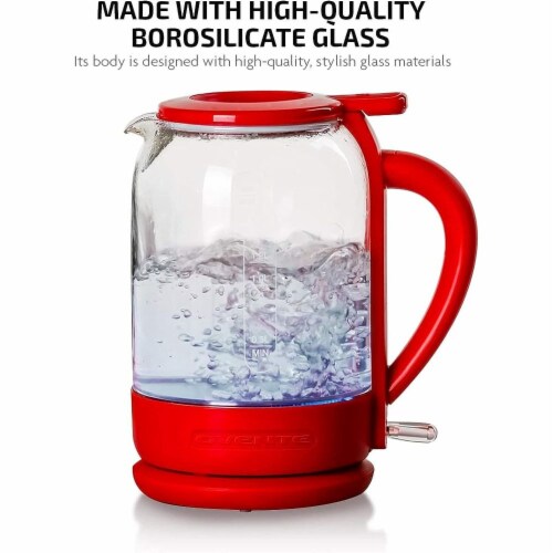 Ovente Electric Kettle with ProntoFill Technology, Red 1.5L Perspective: back