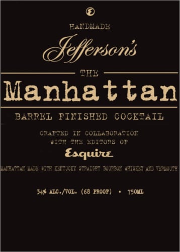 Jefferson's The Manhattan Barrel Finished Cocktail Bourbon Whiskey Perspective: back