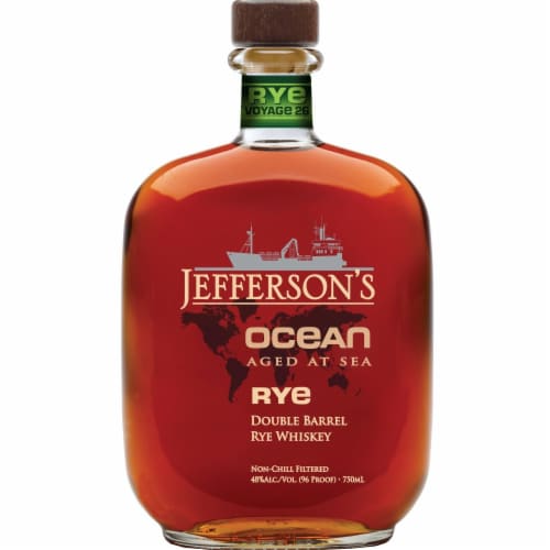 Jefferson's Ocean Aged at Sea Double Barrel Kentucky Rye Whiskey Perspective: back