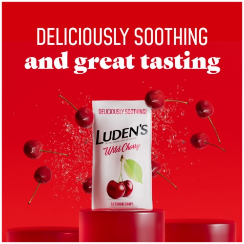 Ludens Deliciously Soothing Throat Drops, Wild Cherry Flavor, 90 Count