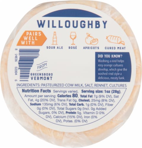 The Cellars at Jasper Hill Willoughby Washed Rind Cheese Perspective: back