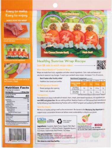 NewGem Foods® Italian Tomato Sandwich Wraps Perspective: back