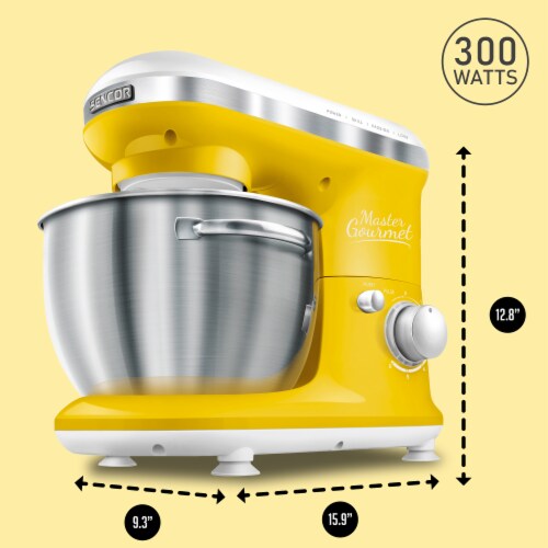 Sencor Stand Mixer with Pouring Shield - Yellow Perspective: back